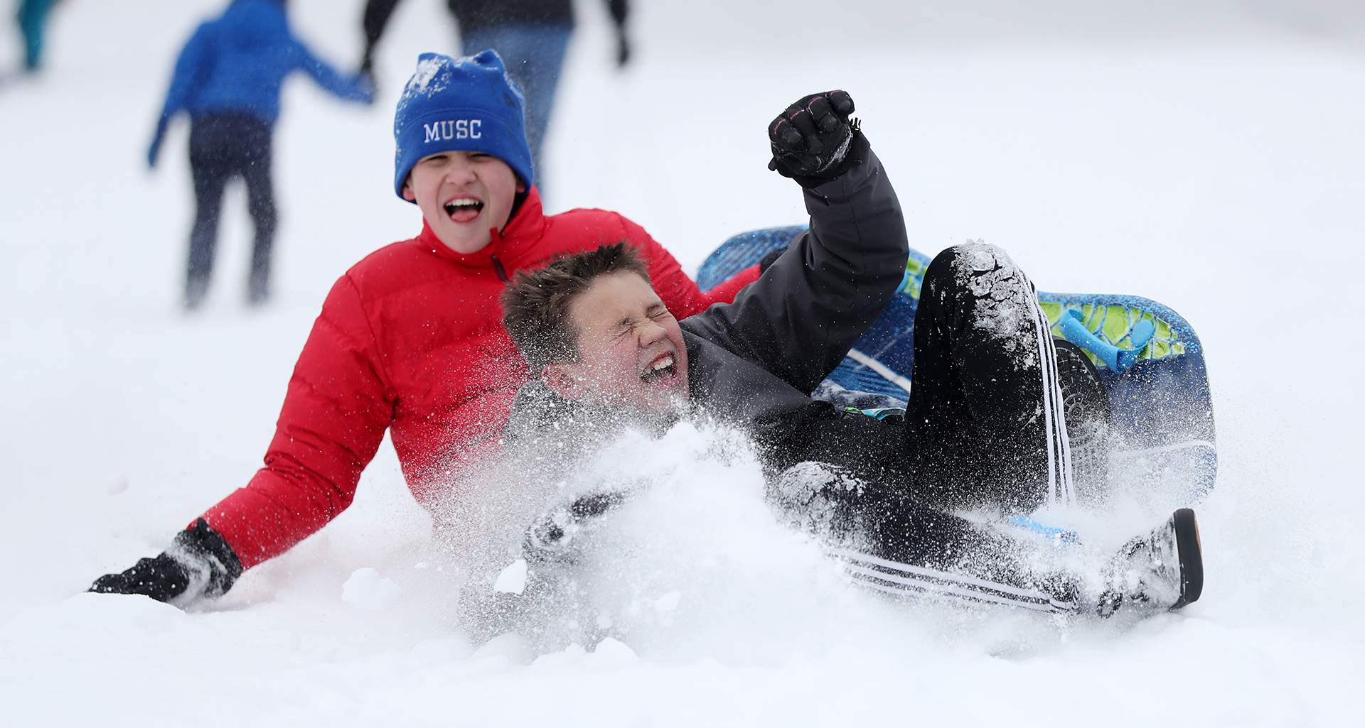 Sledding after Winter Storm Stella